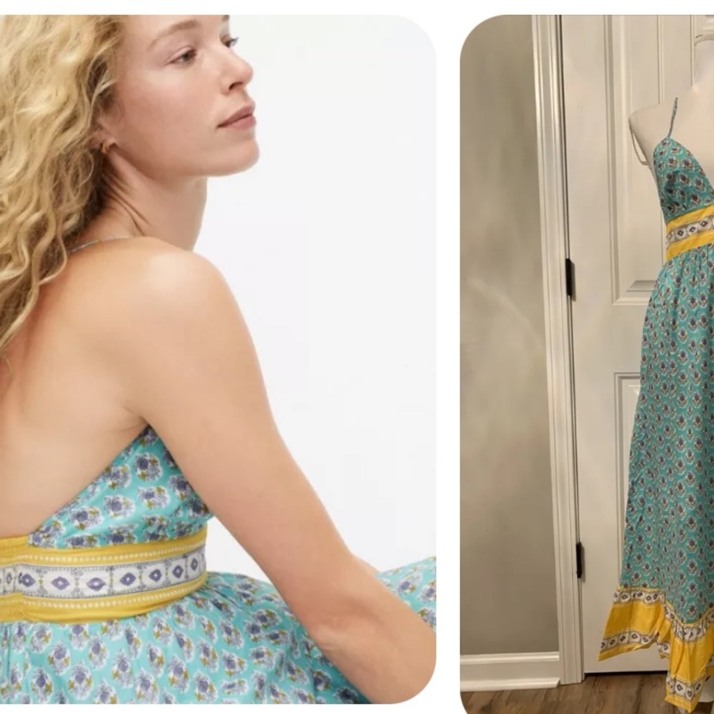 J.crew v-neck cross strap dress in summer print new condition size small